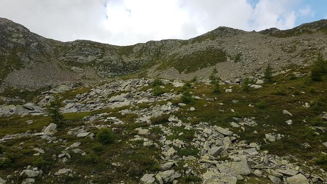 ...nach rechts Richtung Westen den steilen Hang hinauf