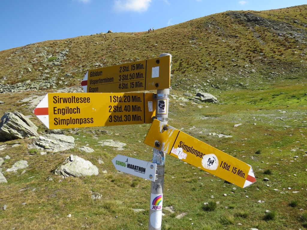 Wegweiser auf dem Bistinepass