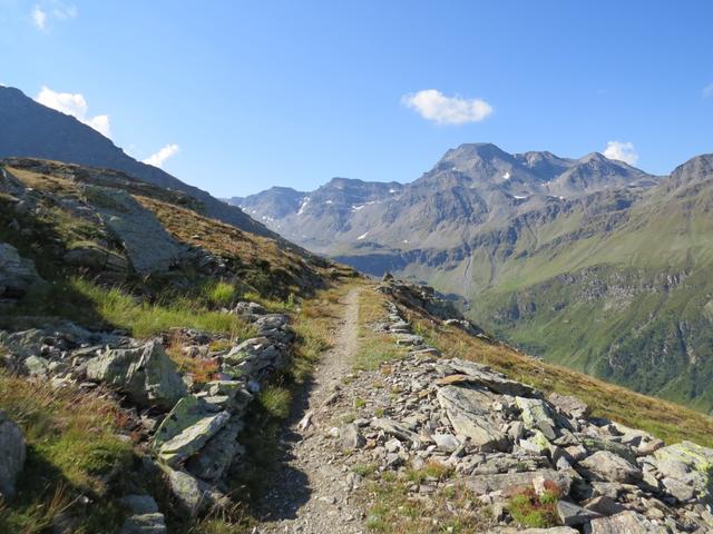 der Bergweg führt uns nun westlich um das Magenhorn herum