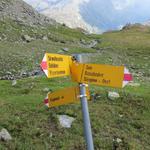 ...erreichen wir eine Weggabelung. Der links abbiegende Wanderweg führt zur Simplonpassstrasse