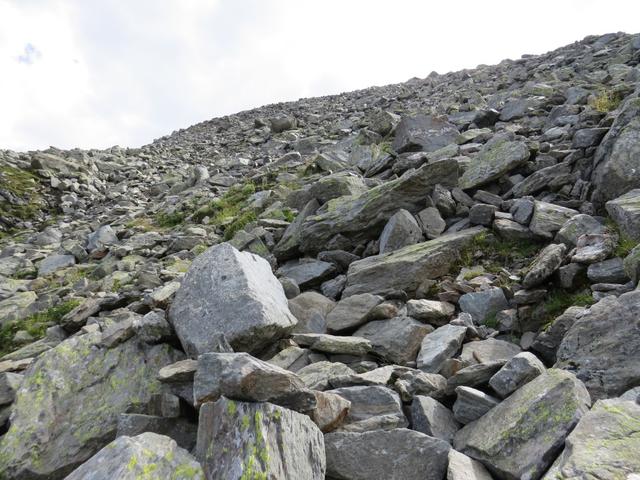 in dieser Gerölllandschaft sind keine Pfadspuren mehr ersichtlich...