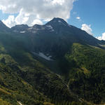 sehr schönes Breitbildfoto. Bortelhorn, Bortelhütte, Furggubäumhorn, Wasenhorn und meine Maus