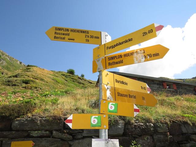 Wegweiser bei der Bortelhütte