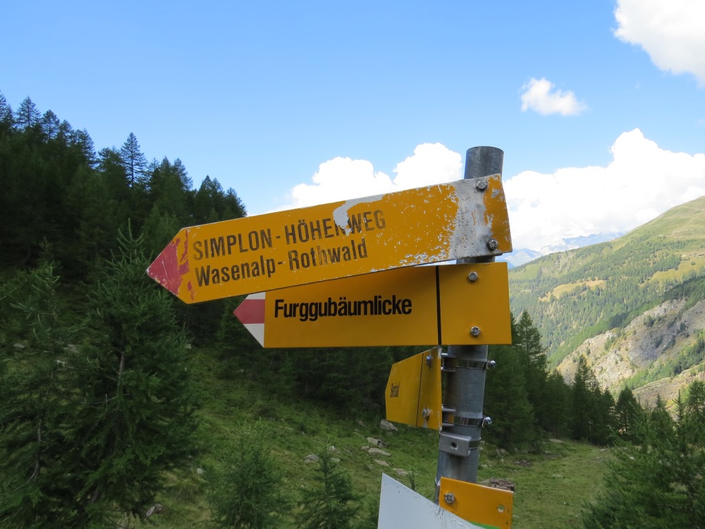 Wegweiser bei der Alp Schrickboden