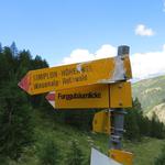 Wegweiser bei der Alp Schrickboden