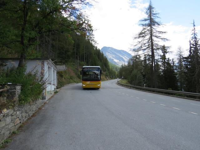 wir müssen nur kurz warten und schon erscheint das Postauto das uns nach Brig führt