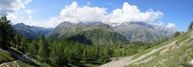 schönes Breitbildfoto mit Blick Richtung Fletschhorn. Bei Breitbildfotos nach dem anklicken, immer noch auf Vollgrösse klicken