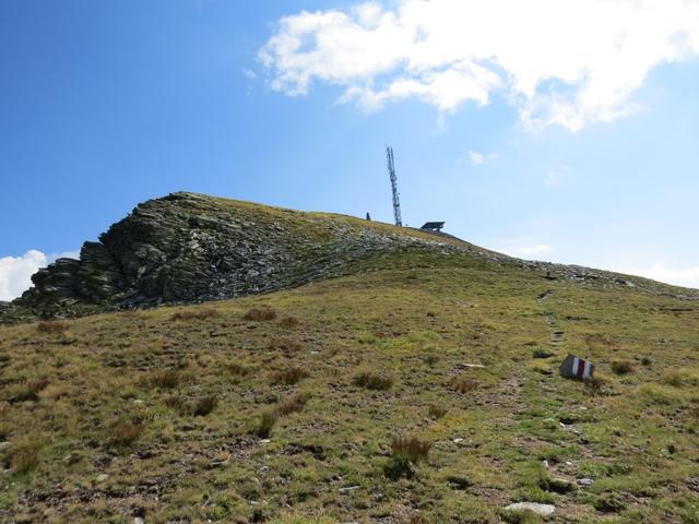 ...zieht der Bergpfad direkt zum Gipfel hinauf. Einzig der grosse Sendemast trübt ein bisschen die Aussicht