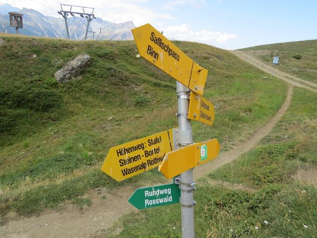 Wegweiser auf dem Fleschboden 2134 m.ü.M.