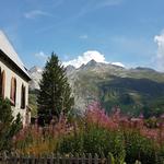 von der Kirche in Gletsch schauen wir zum letzten Mal hinauf zum Klein Furkahorn