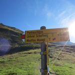 Wegweiser auf der Alp Languard