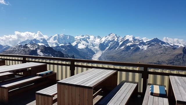 ...und wir stehen bei der Georgy Hütte mit ihrer grandiosen Aussichtsterrasse