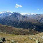sehr schönes Breitbildfoto mit Piz Albris, Bernina-Massiv mit Morteratsch Gletscher, Val Roseg und St.Moritz