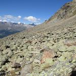 der Bergpfad der sich an die Flanke des Piz Clüx und Piz Muragl schmiegt...