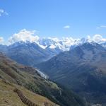 Blick in das Bernina-Massiv. Was für eine traumhafte Aussicht!
