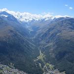 was für eine Aussicht ins Val Roseg! mit Piz Morteratsch, Roseg, Glüschaint, und Corvatsch