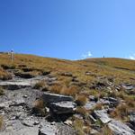 über die kleine hochgelegene Alpweide von Murtaröl 2486 m.ü.M. erreichen wir den Höhenrücken