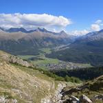 was für eine Aussicht auf Celerina, Pontresina und direkt dahinter den Piz Languard den wir bestiegen haben