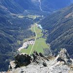 Blick ins Val Bregaglia. Sofort kommt uns die Wanderung auf dem Sentiero Panoramico nach Soglio in den Sinn