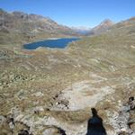 auf dem Wanderweg wie wir gekommen sind, geht es weiter Richtung Berninapass