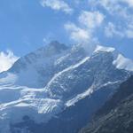 Blick auf Bernina-Ostgrat, Piz Bernina, Piz Bianco und Biancograt