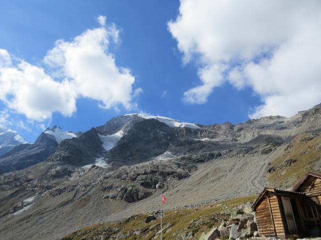 Blick auf Biancograt, Piz Prievlus mit Vadret Prievlus und Piz Morteratsch