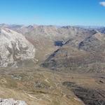 Blick auf das Val da Fain, Piz Alv, Val Minor und Piz Lagalp