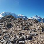 wie eine Perlenkette schön aufgereit Piz Cambrena, Piz Palü, Bellavista, Piz Bernina und Piz Morteratsch