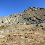 weiter aufwärts erreichen wir die Weggabelung kurz unterhalb der Fuorcla Sassalba 2599 m.ü.M.