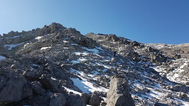 Blick hinauf zum Nordgrat des Piz Umbrail