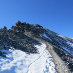 bei Schnee oder Eis ist auf dem Nordgrat Vorsicht angebracht