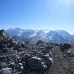 die Aussicht wird immer imposanter. Blickfang ist ganz klar die Ortler-Cevedale-Gruppe mit dem Stelvio Gletscher