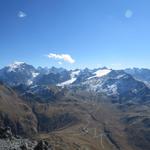 immer wieder dieser überwältigende Blick zum Ortler. Gut ersichtlich die Stilfserjochpassstrasse