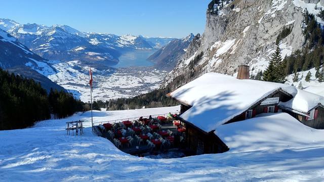 wir erreichen Stäglerenegg und kurze Zeit später das Bergrestaurant Skihaus Holzegg