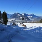 oberhalb von Rätigs geht es unter der Gondelbahn hindurch...