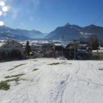 ...und kurz danach die Talstation der Rotenfluebahn. Eine aussichtsreiche Schneeschuhtour geht zu Ende