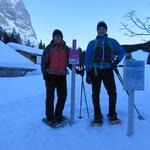 nach der Kaffeepause starten wir mit Markus bei -5 Grad unsere Schneeschuhtour