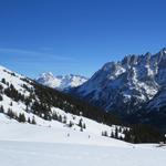 wir blicken in das Reichenbachtal. Rechts gut ersichtlich die Engelhörner