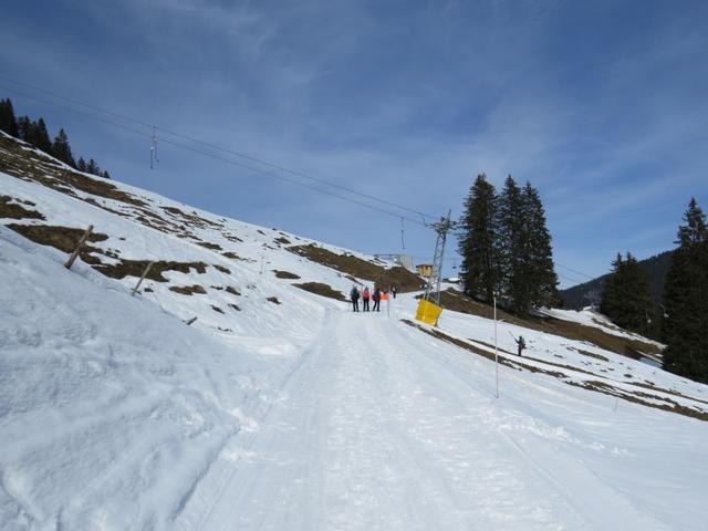 dem Schlittenweg entlang erreichen wir danach über einen Höhenweg mit prächtiger Aussicht...