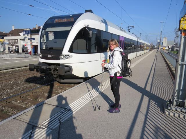 mit dem Zug fahren wir von Rheineck nach St.Margrethen...