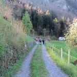 wir lassen die Seilbahn rechts liegen und laufen bei der grossen Wegschlaufe Punkt 549 m.ü.M. vorbei