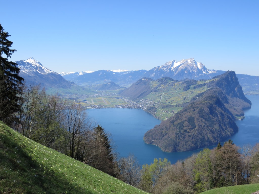 was für eine Aussicht Stanserhorn, Ennetbürgen, Bürgenstock mit Unter Nas und der Pilatus