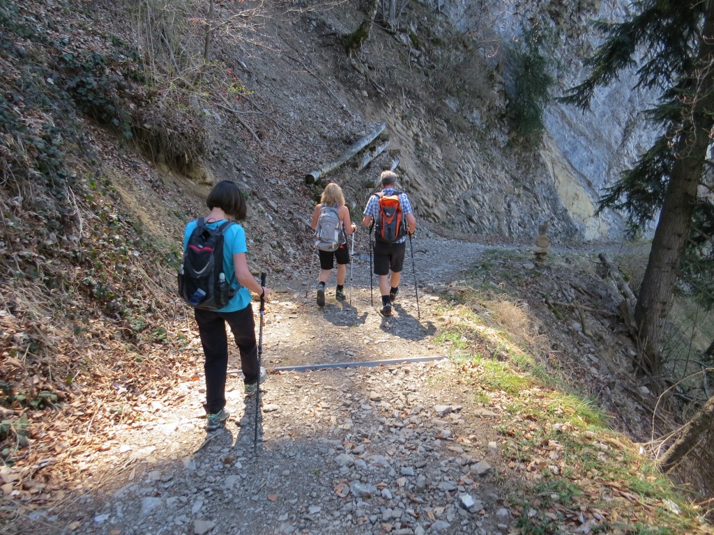 auf einer breiten Alpstrasse geht es abwärts Richtung Märis