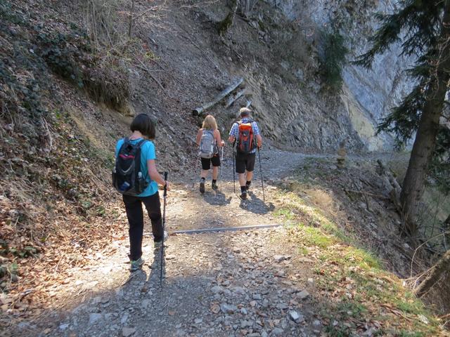 auf einer breiten Alpstrasse geht es abwärts Richtung Märis