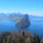 Stanserhorn, Ennetbürgen, Bürgenstock mit Unter Nas, der Pilatus, die Sicht reicht bis nach Luzern