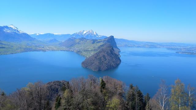 Stanserhorn, Ennetbürgen, Bürgenstock mit Unter Nas, der Pilatus, die Sicht reicht bis nach Luzern