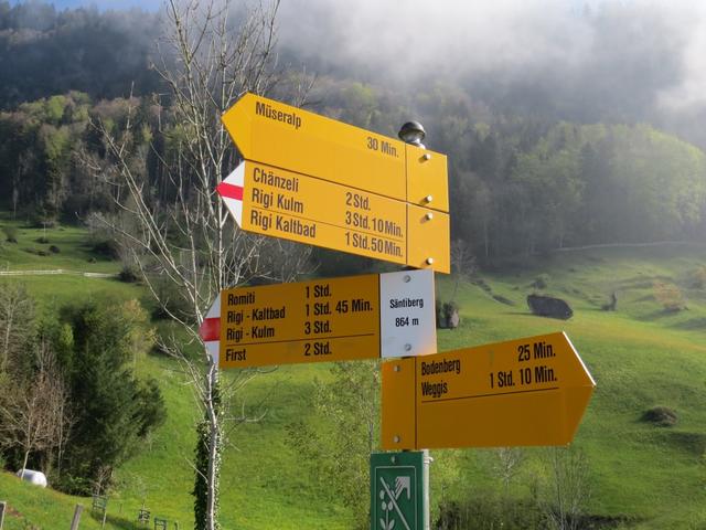 Wegweiser bei Obersentiberg 864 m.ü.M.