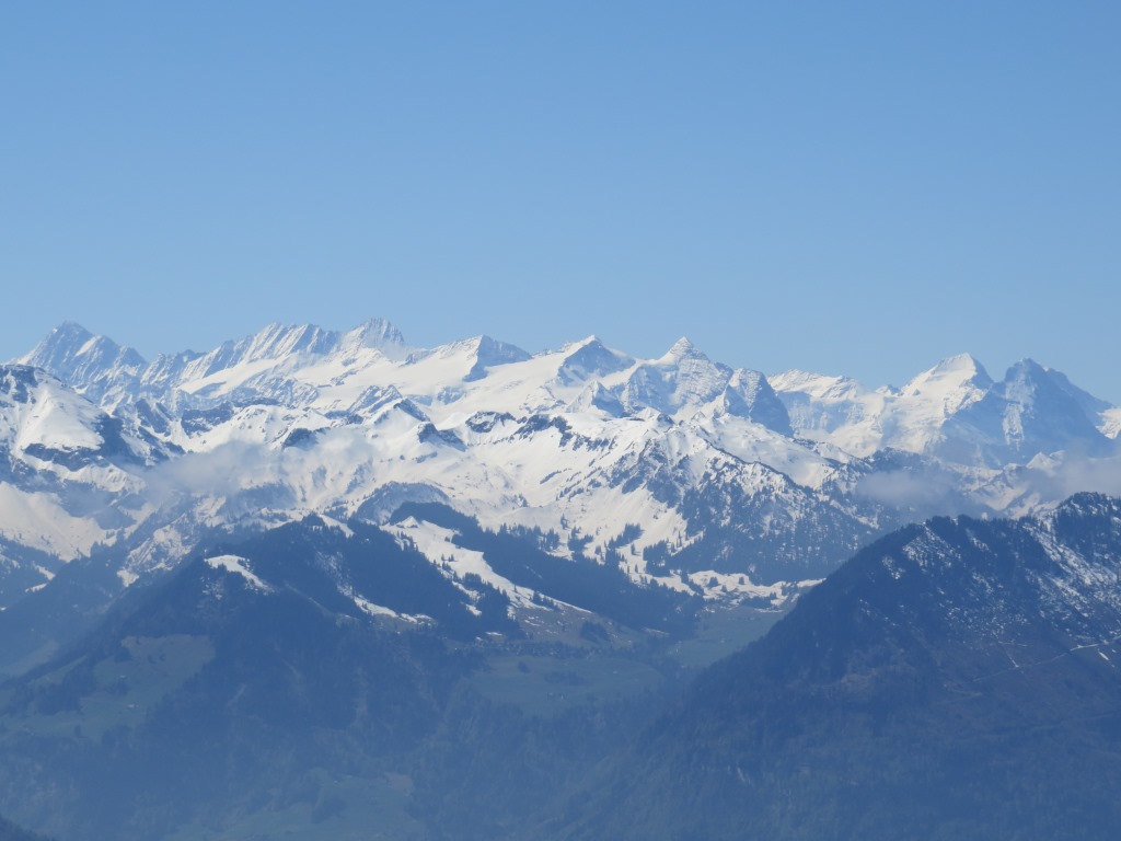 in die Berner Alpen mit Finsteraarhorn, Mönch und Eiger