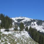 wir blicken zurück und hinauf zur Rigi Kulm