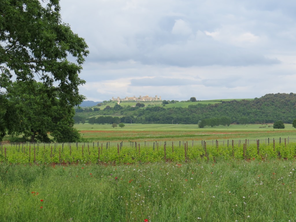 unerwartet taucht vor uns am Horizont Monteriggioni auf